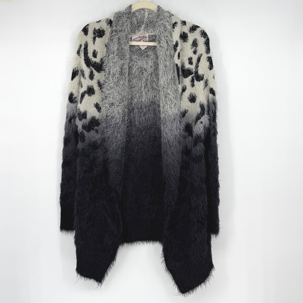 Anthropologie Oliver by Escio Leopard Fuzzy Cardigan L Ombre Waterfall